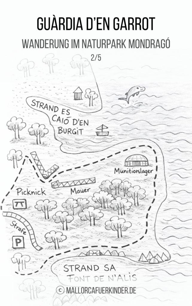 Wanderkarte Rundweg Ses Fonts de n’Alis, Naturpark Mondragó