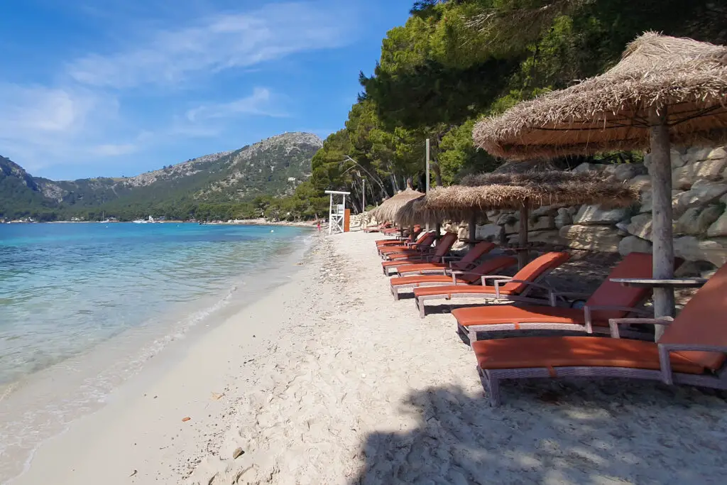 Strandliegen an der Playa de Formentor sind sehr teuer.