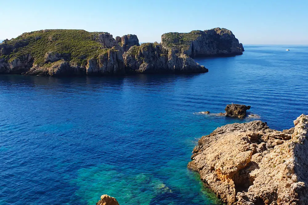 Blick auf die Malgrats Inseln auf Mallorca