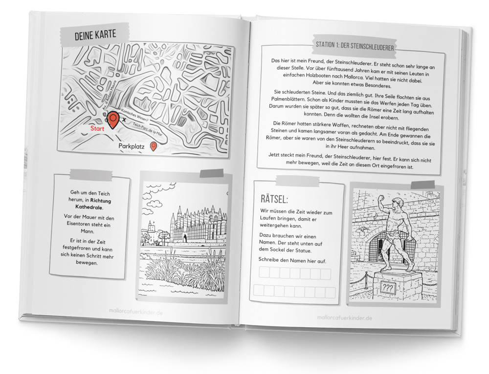 Booklet zum Ausmalen zur Schnitzeljagd durch Palma